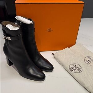 Hermes Saint Germain Black Leather Ankle Booties (LIKE NEW)